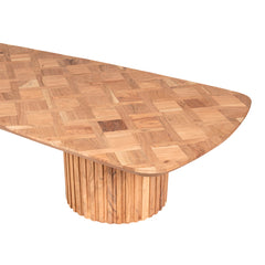 Houten salontafel Fieron Bruin met dubbel ronde poot