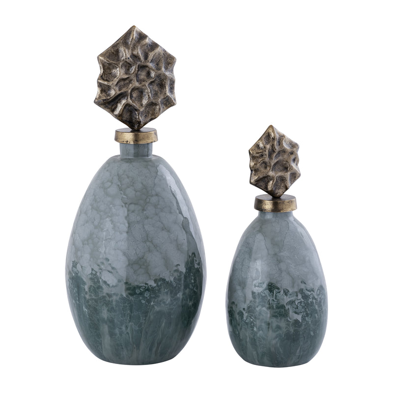 Decoratieve flessen Cherisee Green 49cm (set van 2 stuks)