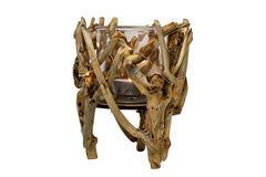 Drijfhout windlicht recht 24cm