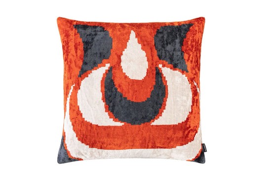 Ikat sierkussen oranje/zwart/wit