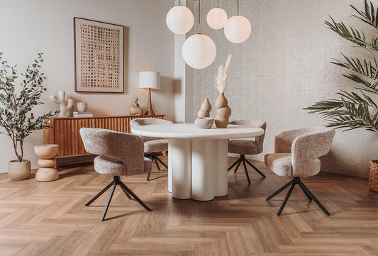 Ronde betonlook eettafel Melzo beige