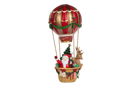 Hot air balloon met Santa 42 cm