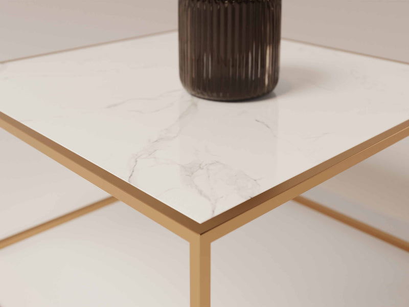 Lucid salontafel 73x73x40 cm wit/goud