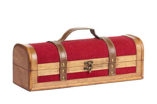 Luxe wijnkist rood/bruin 36 cm