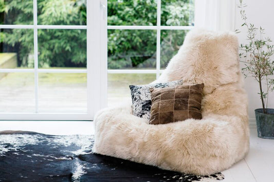 Schapenvacht zitzak Taupe