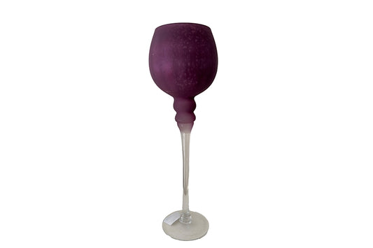 Paarse theelichthouder op voet 40 cm