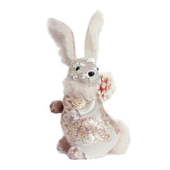 Fabr. Broc. Sitting up Rabbit 17 cm pink
