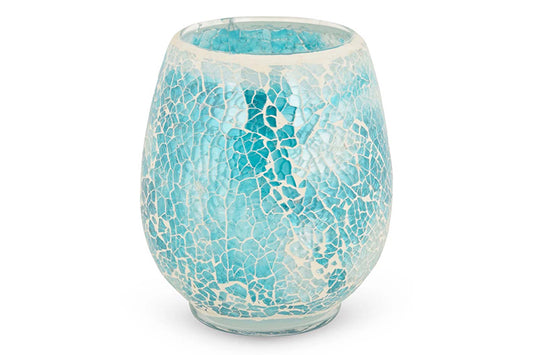 Glazen waxinelichthouder mozaïek turquoise