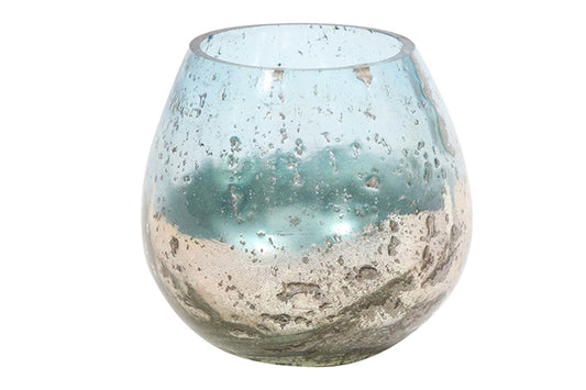 Theelicht zilver grained glas