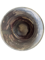 Glass marble theelichthouder zwart/goud