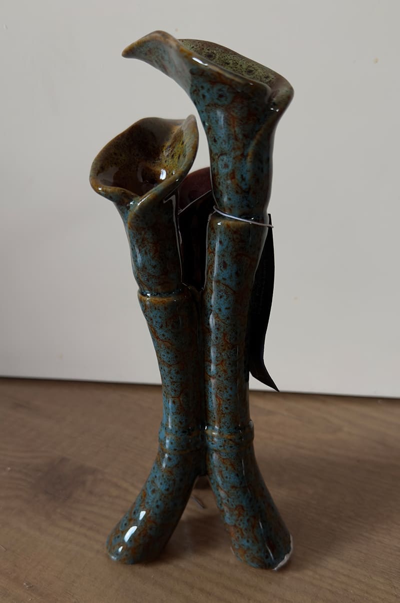 Vaasje Violet (voor 3 bloemetjes) blauw/bruin 32 cm
