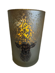 Glazen windlicht met Hert 18 cm
