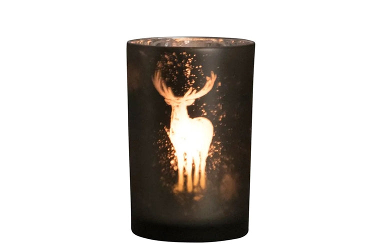 Glazen windlicht Hert groen 18 cm