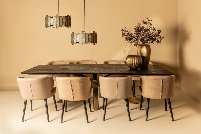 Rechthoekige Houten Eettafel Alore bruin/goud