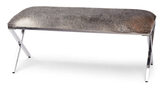 Bankje van koeienhuid grijs