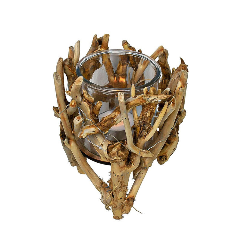 Drijfhout windlicht recht 24cm