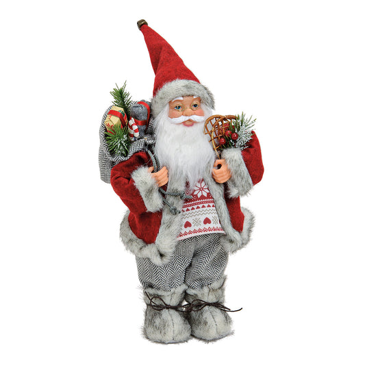 Kerstman met zak kadootjes op rug