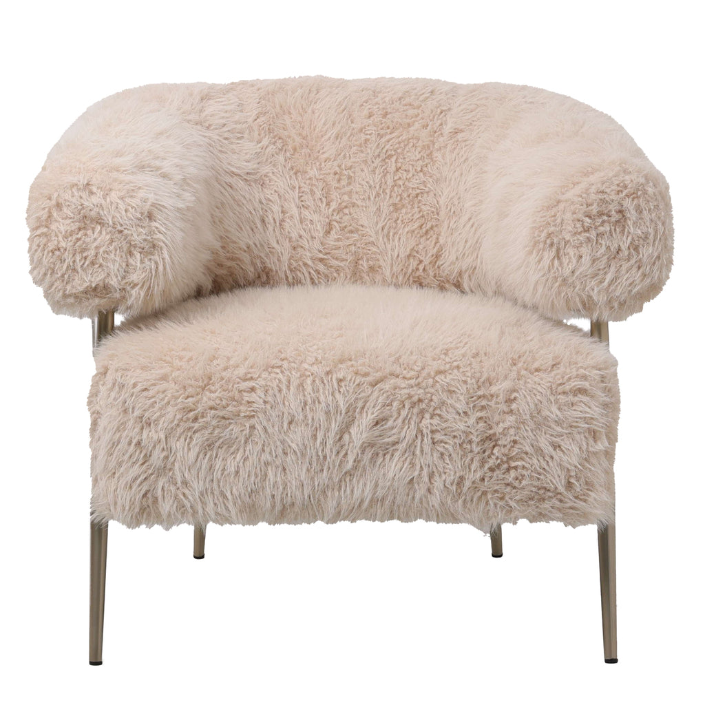 Fauteuil HAIR crème 74x85x78.5 cm met metalen onderstel