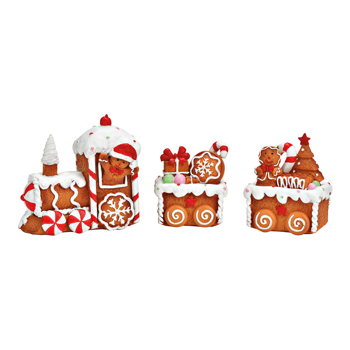 3-delige gingerbread Kersttrein 5,5x26,5x10,5 cm