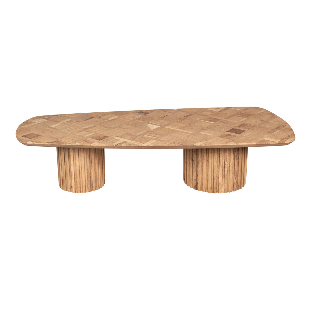 Houten salontafel Fieron Bruin met dubbel ronde poot