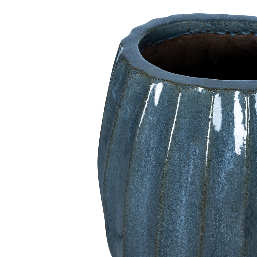 Blauw keramische bloempot Lionne S
