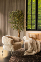 Fauteuil HAIR crème 74x85x78.5 cm met metalen onderstel
