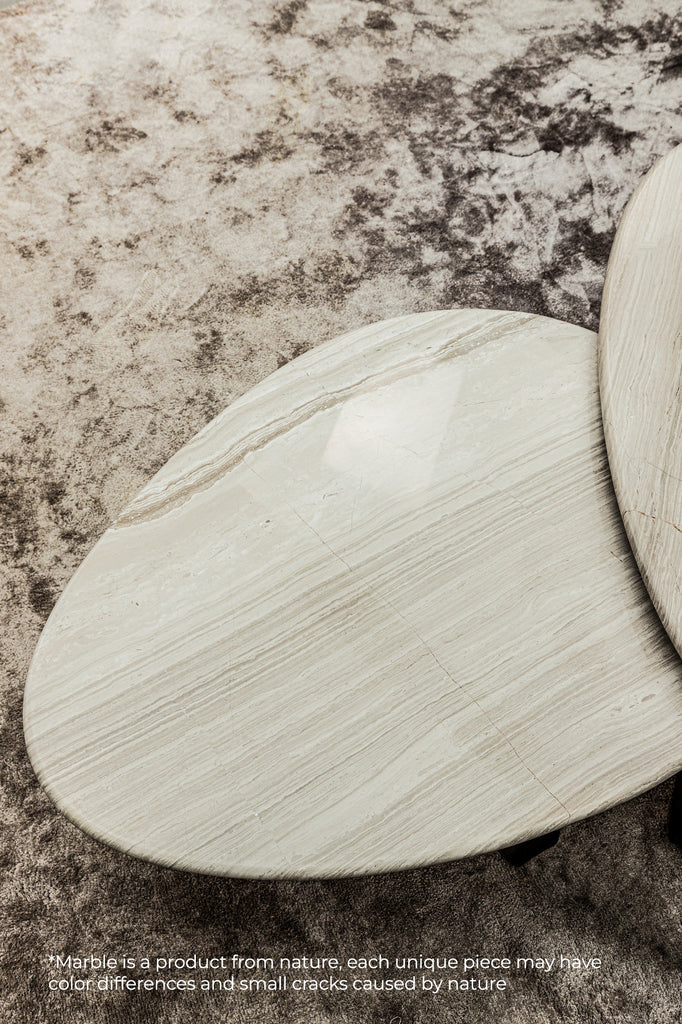 Salontafel Muka Marmer/Metaal grijs/wit