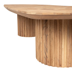 Houten salontafel Fieron Bruin met dubbel ronde poot