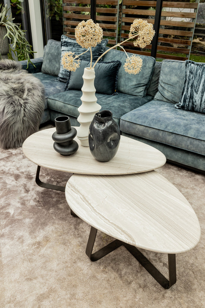 Salontafel Muka Marmer/Metaal grijs/wit