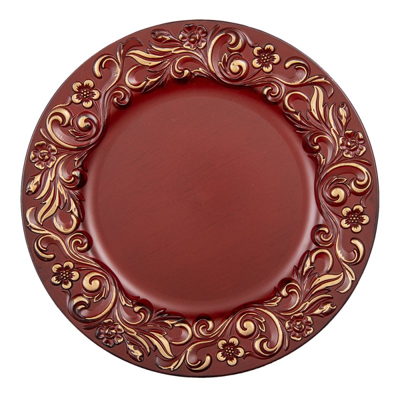 Kaarsen/onderbord kunststof bordeauxrood Ø 33 cm