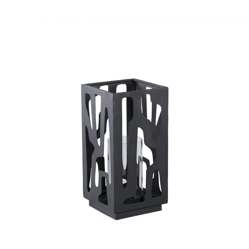 Zwart metalen windlicht Dewey
