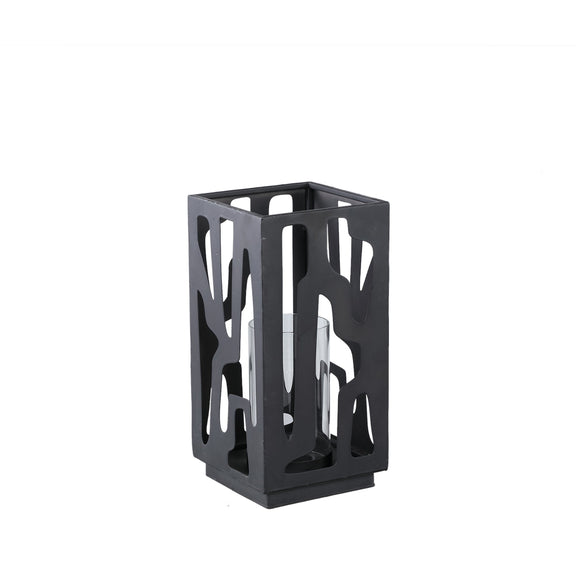 Zwart metalen windlicht Dewey