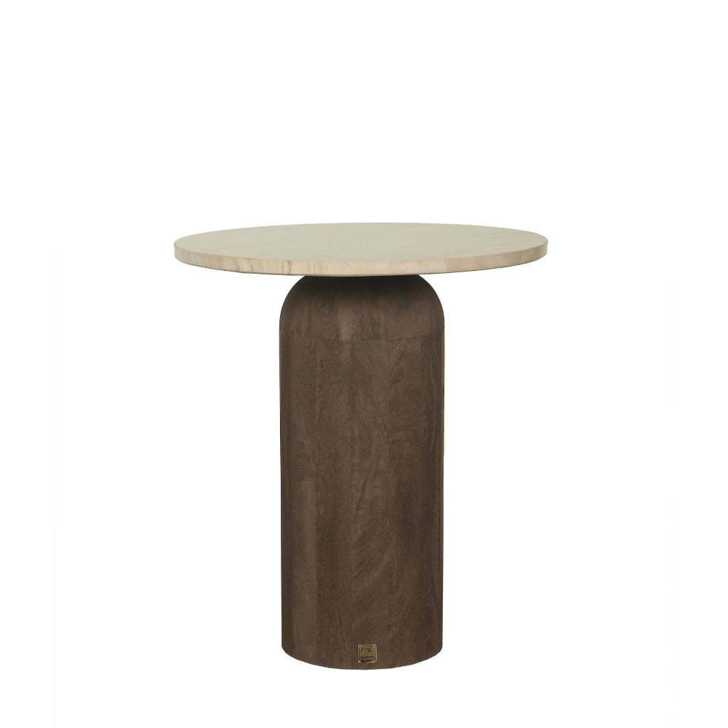 Houten bijzettafel Liora met marmeren blad