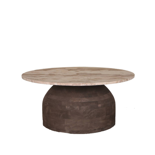Houten salontafel Liora met marmeren blad
