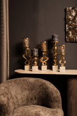 Kandelaar Malines aluminium/travertin