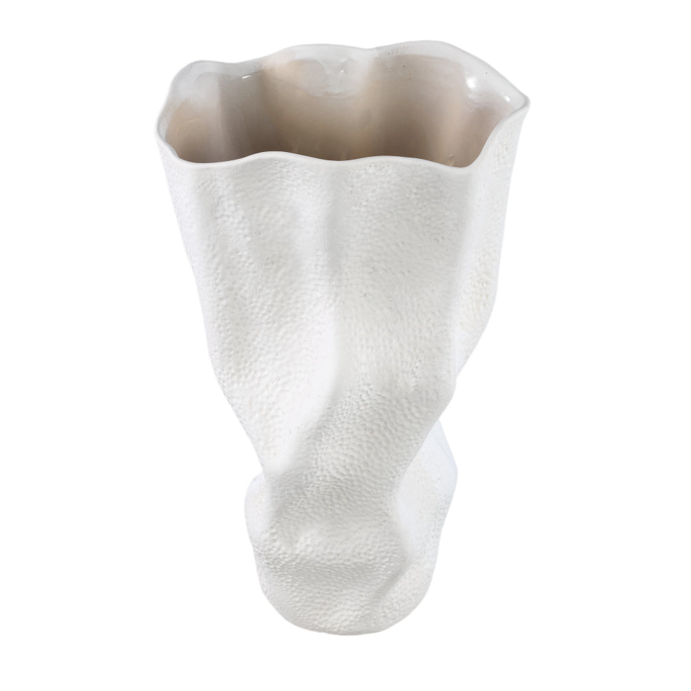 Witte vaas Violettee met stippen patroon 46 cm