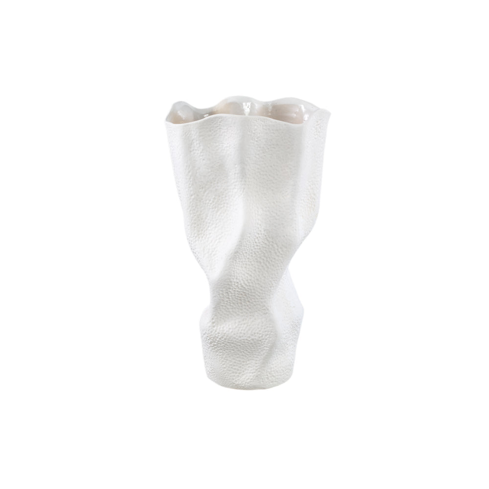 Witte vaas Violettee met stippen patroon 46 cm