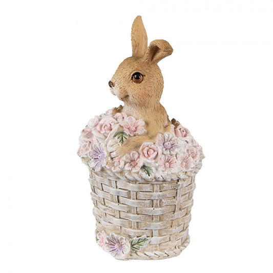 Konijntje in mand met bloemen