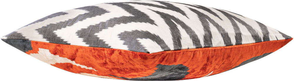 Ikat sierkussen oranje/zwart/wit