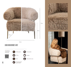Fauteuil HAIR crème 74x85x78.5 cm met metalen onderstel