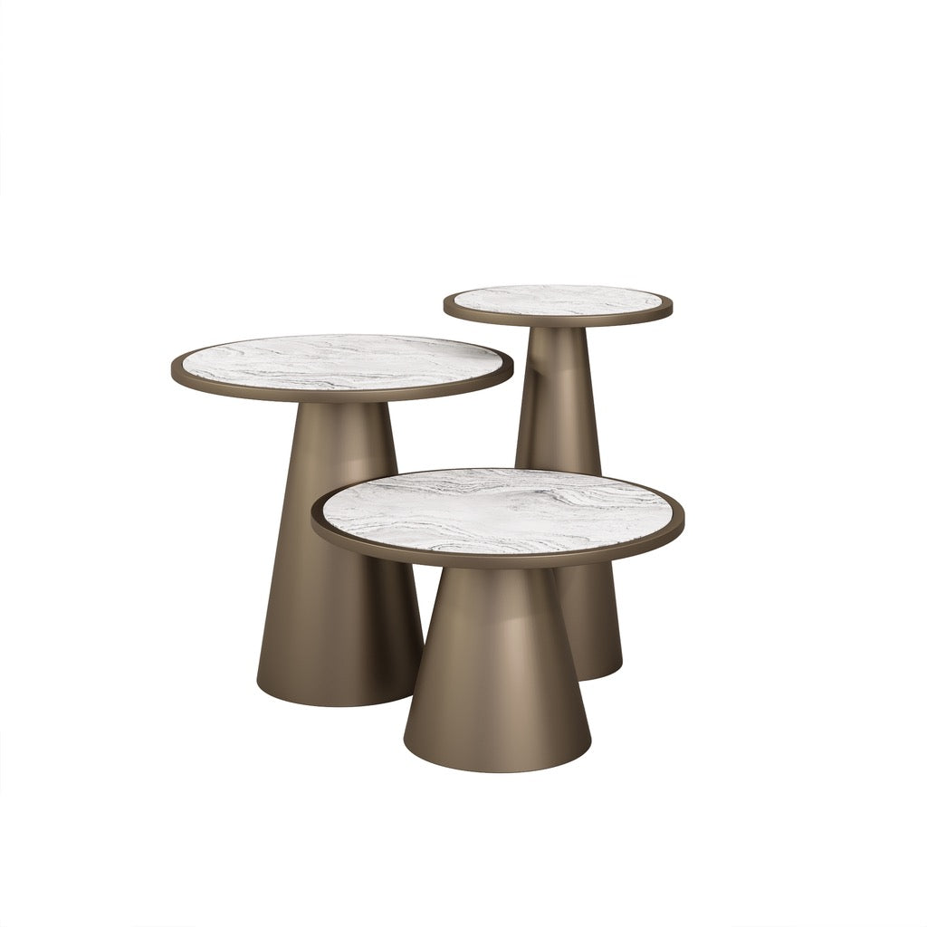 Salontafel Genus marmer/metaal in drie formaten
