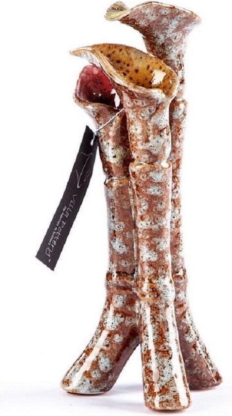 Vaasje Violet lichtblauw/bruin (voor 3 kleine bloemetjes) 32 cm