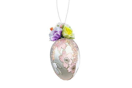 Decoratief Paasei paars/geel 10 cm