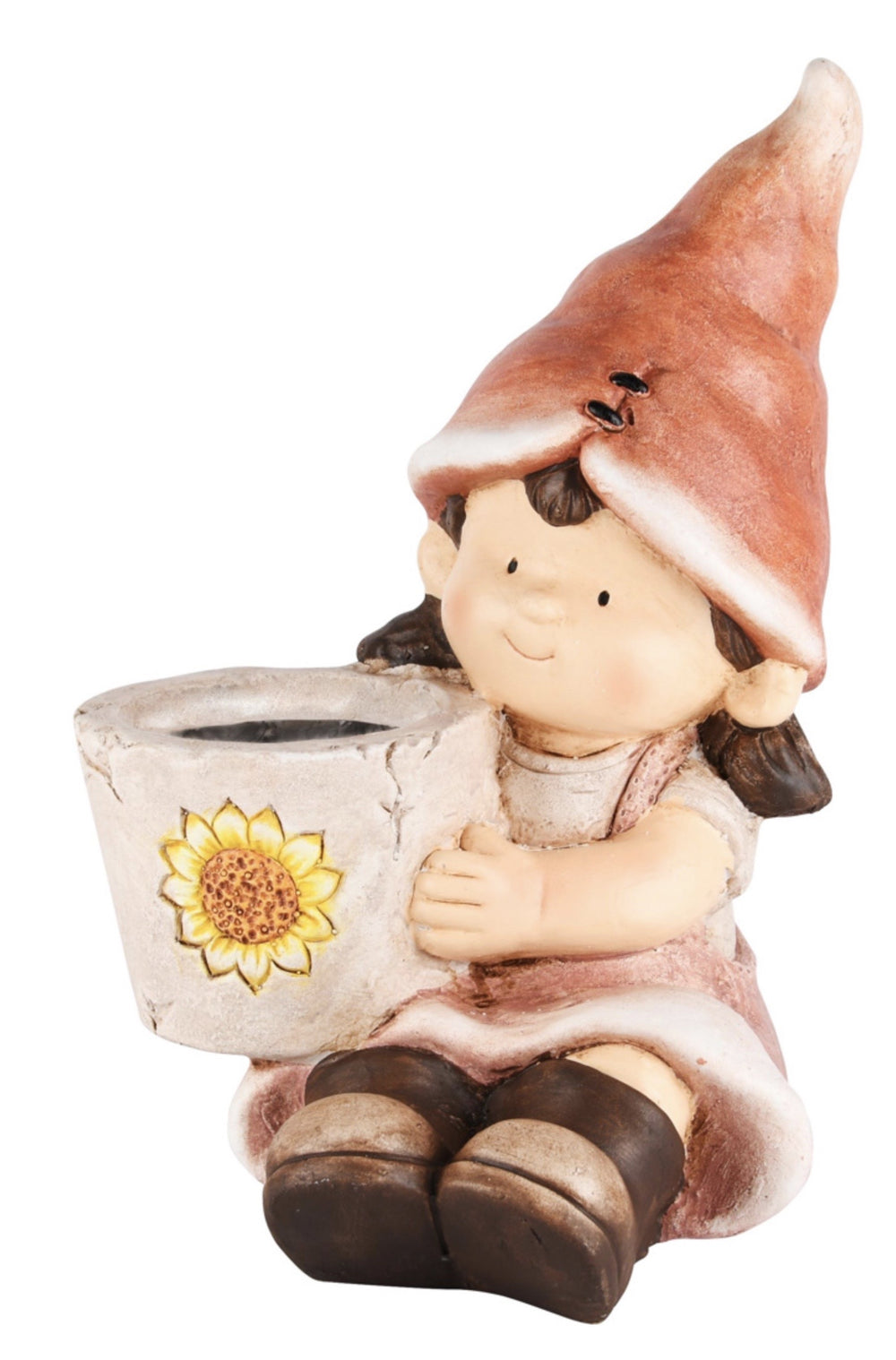 Meisje zittend met bloempot