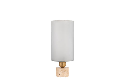 Glazen Windlicht Levee met Travertin voet 50 cm