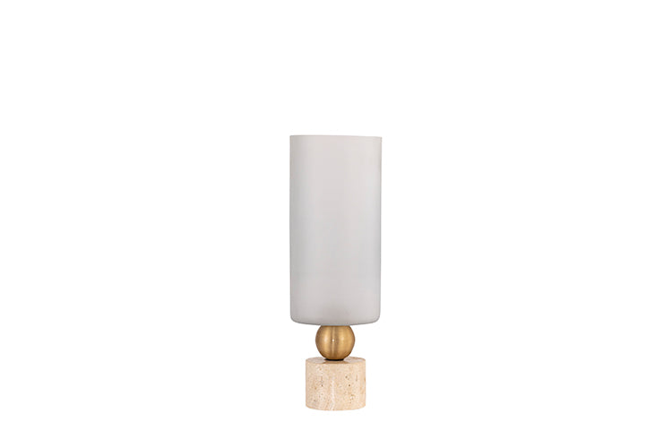Glazen windlicht Levee met Travertin voet 45 cm