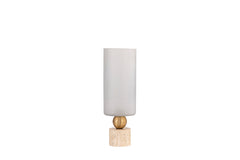 Glazen windlicht Levee met Travertin voet 45 cm