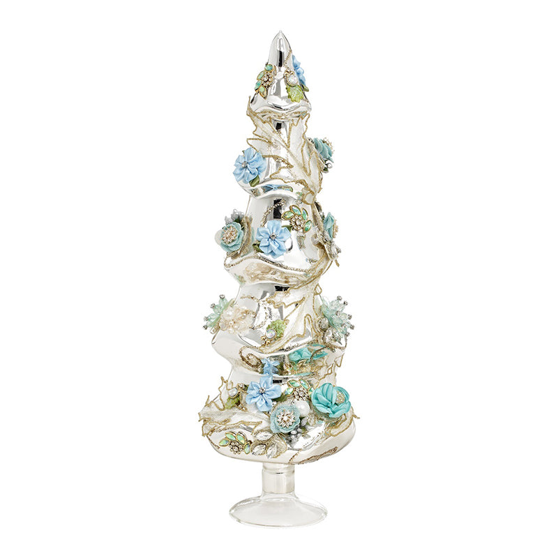 Glss jeweled xmas tree blauw/wit 43 cm