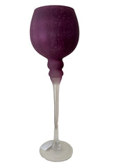 Paarse theelichthouder op voet 40 cm