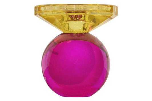 Kandelaar glas roze:geel
